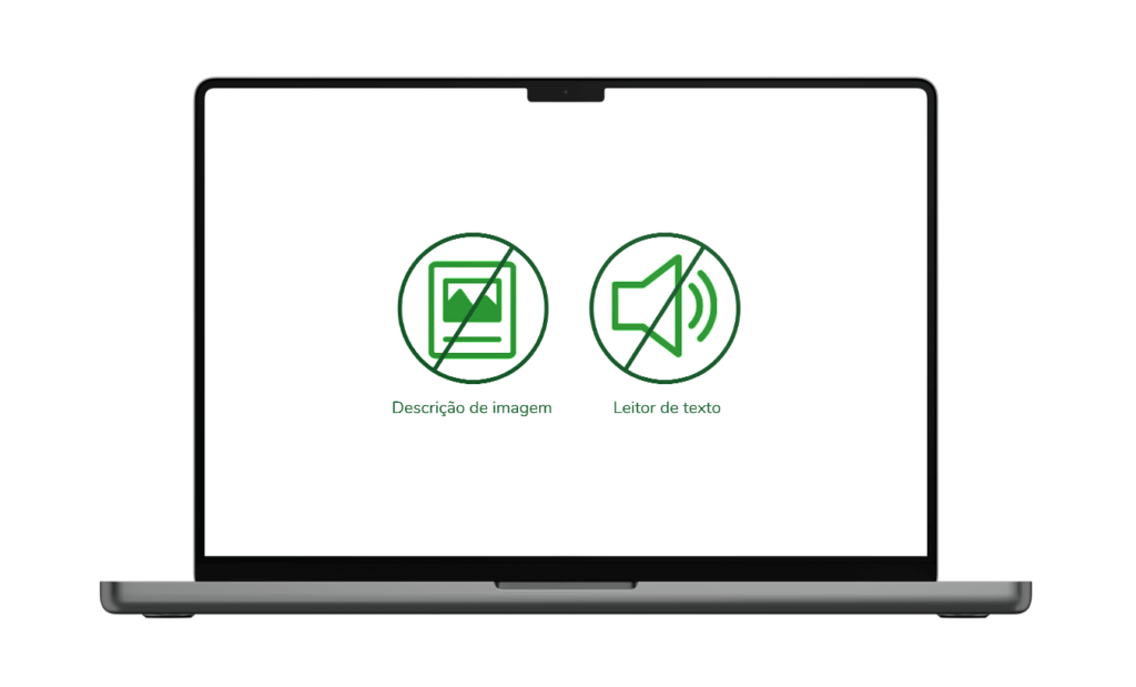  E-commerce. Notebook coms símbolos de descrição de imagem e leitor de texto bloqueado. 