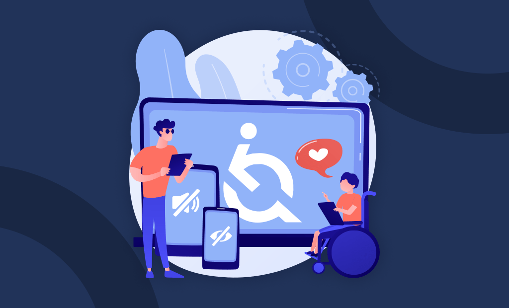 Empresa. Imagem de um desenho representando umas telas e em uma delas aparece a logo da EqualWeb.