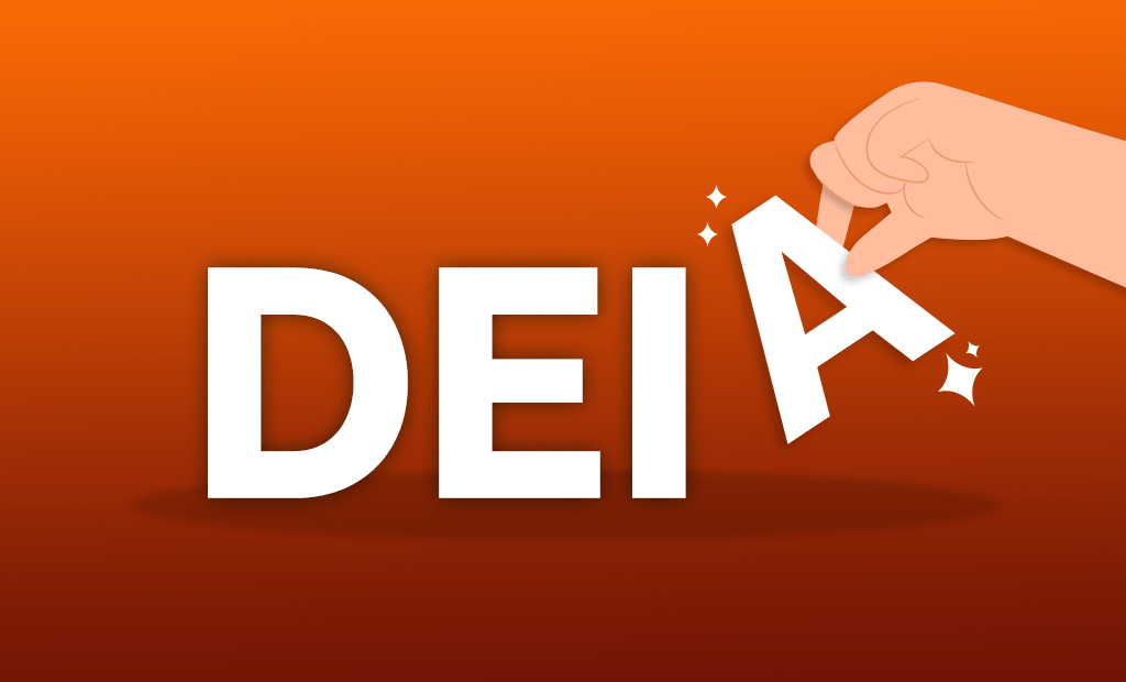 DEIA. Imagem de um banner com a palavra "Deia" e uma mão acrescentando a letra A no final da palavra.