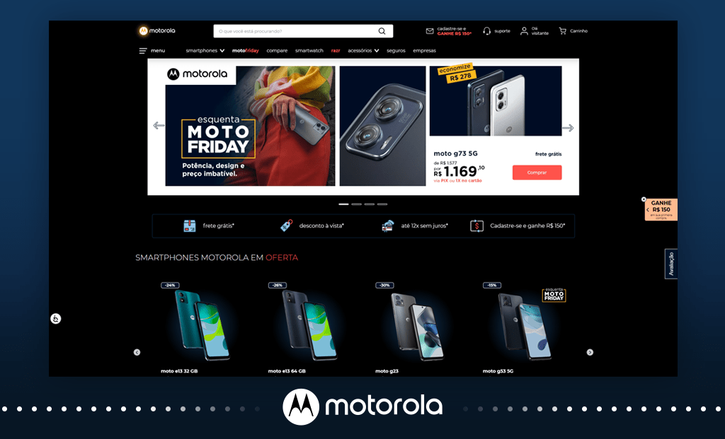Empresas. Imagem da tela inicial do site da motorola
