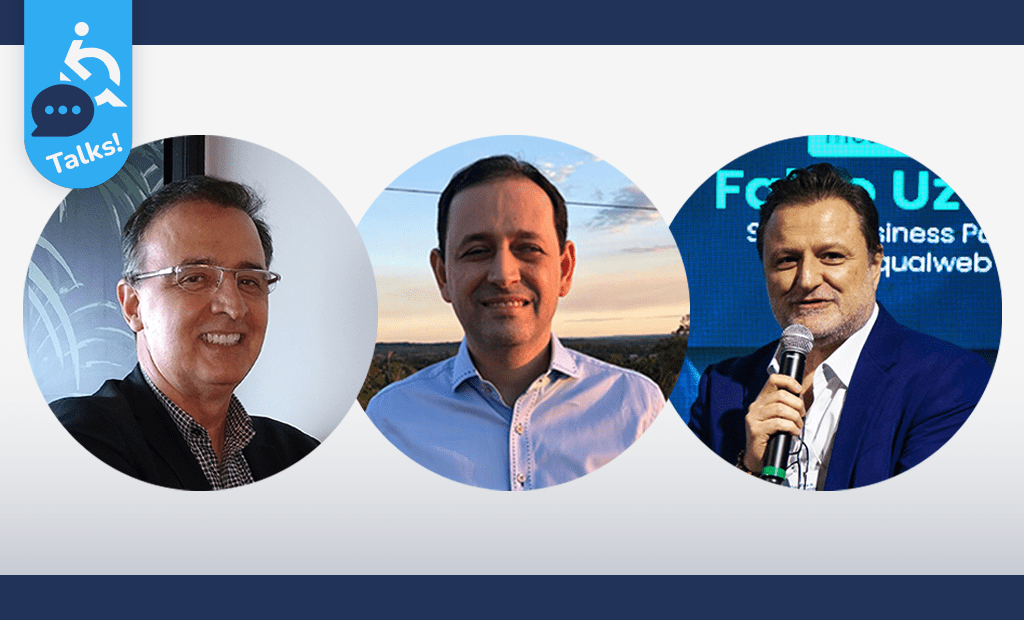 Retrospectiva da acessibilidade. Banner com os participantes do EqualWeb Talks de 2023. 